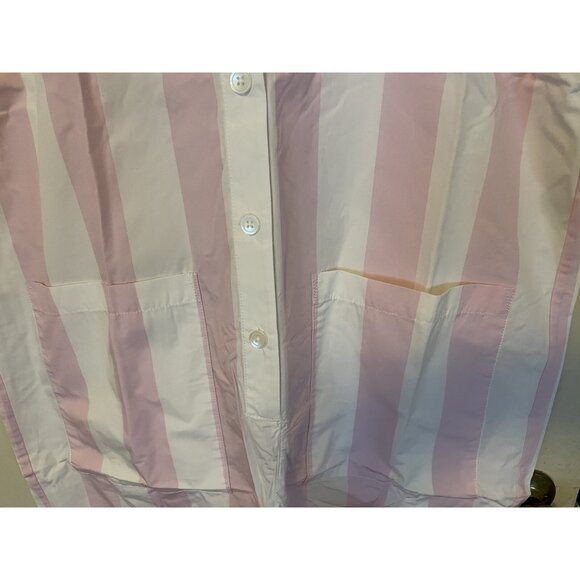 New Womens Madewell Coverall Button Jumpsuit Pink White Striped Size L - Picture 3 of 12